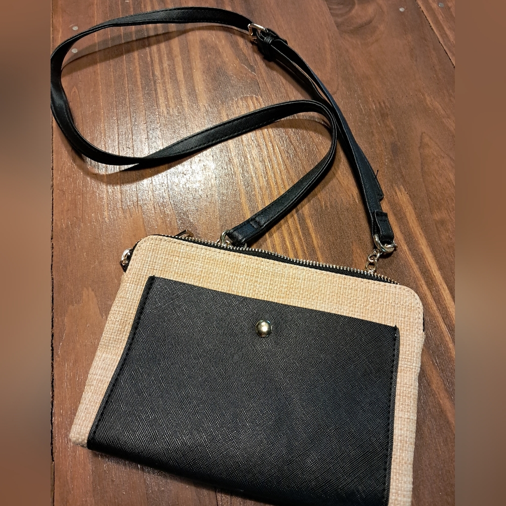 Elegant Black and Tan Crossbody Bag